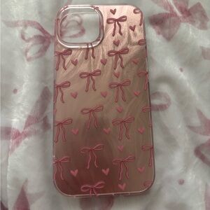 Iphone 15 phone case pink bows